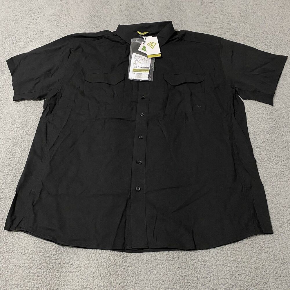 First Tactical V2 Shirt Men 2XL XXL Black Button Ripstop Short Sleeve Teflon NEW